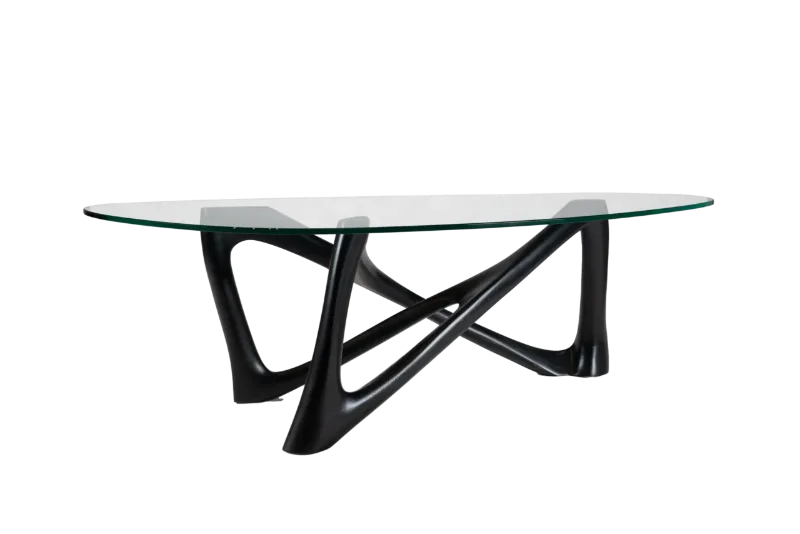Sculptural solid wood coffee table Walenty by Amorph Studio