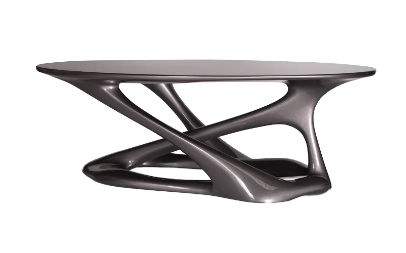 Sculptural solid wood coffee table Tetra by Amorph Studio