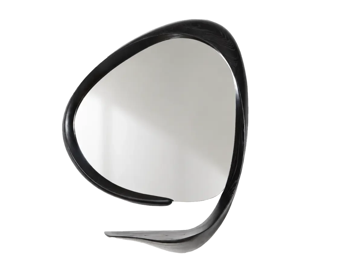 sculptural wood mirror console Gloria by Amorph in ebony