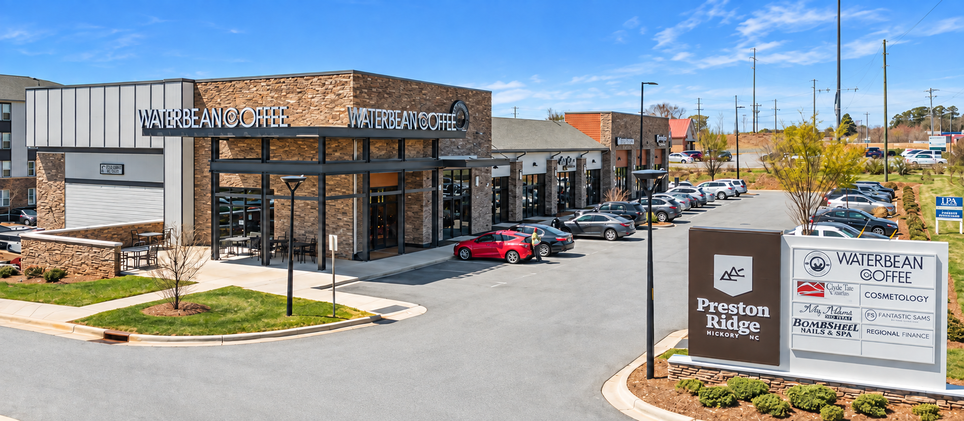 Preston Ridge unanchored retail strip investment in Hickory, North Carolina