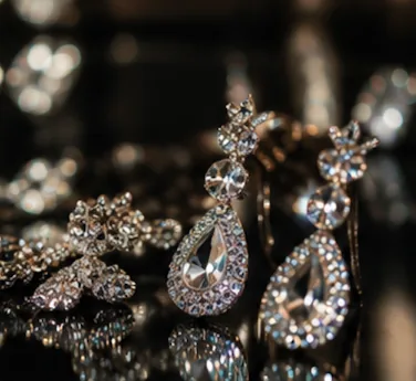 Rhinestone ballroom competition earrings and hair jewelry