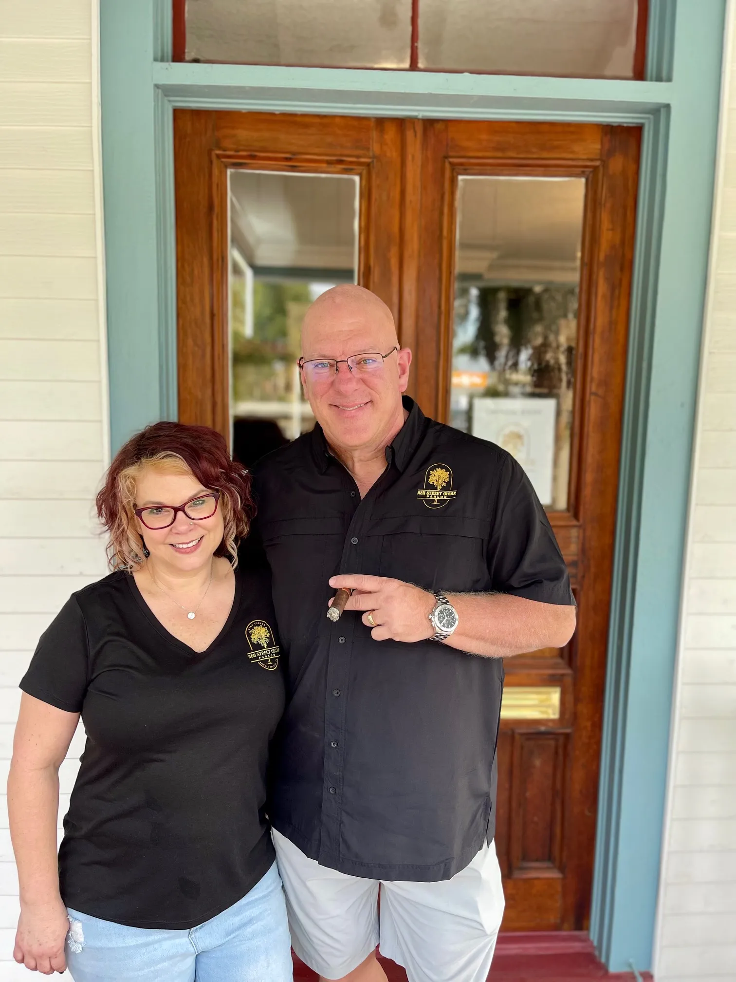 A welcome at the front door of Ash Street Cigar Parlor