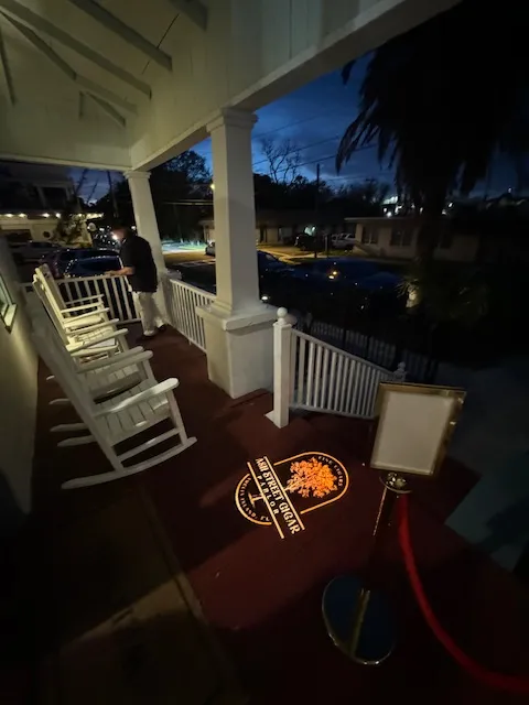 Rocking chairs on the front porch of Ash Street