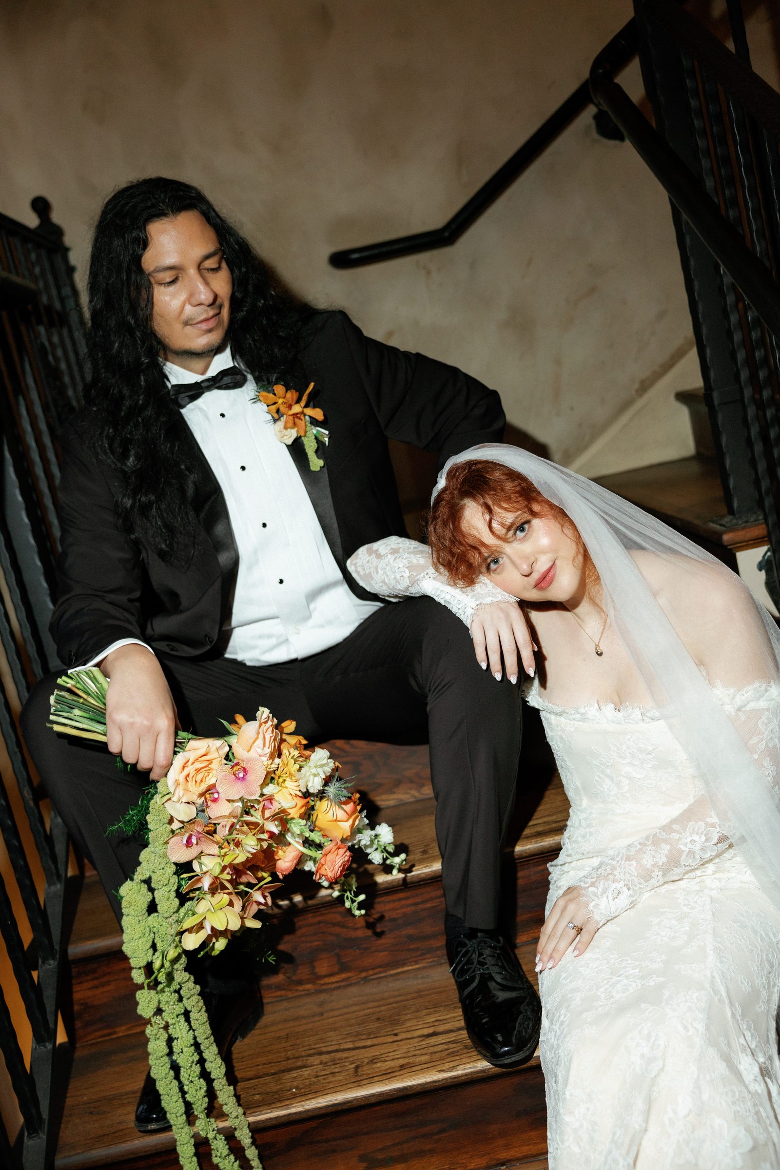 Kyja and Alex on the staircase