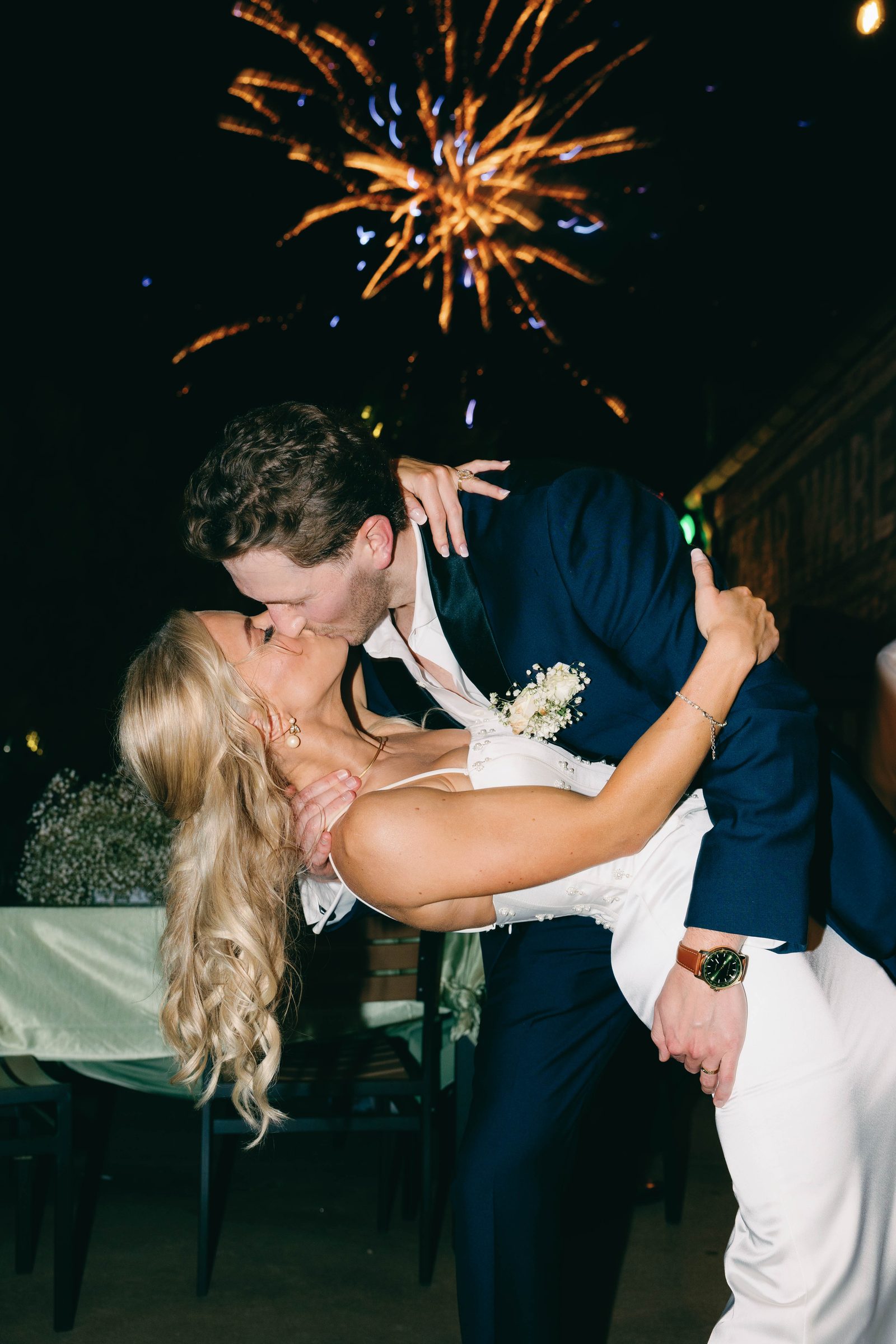Kirsten and Tabor kiss under fireworks