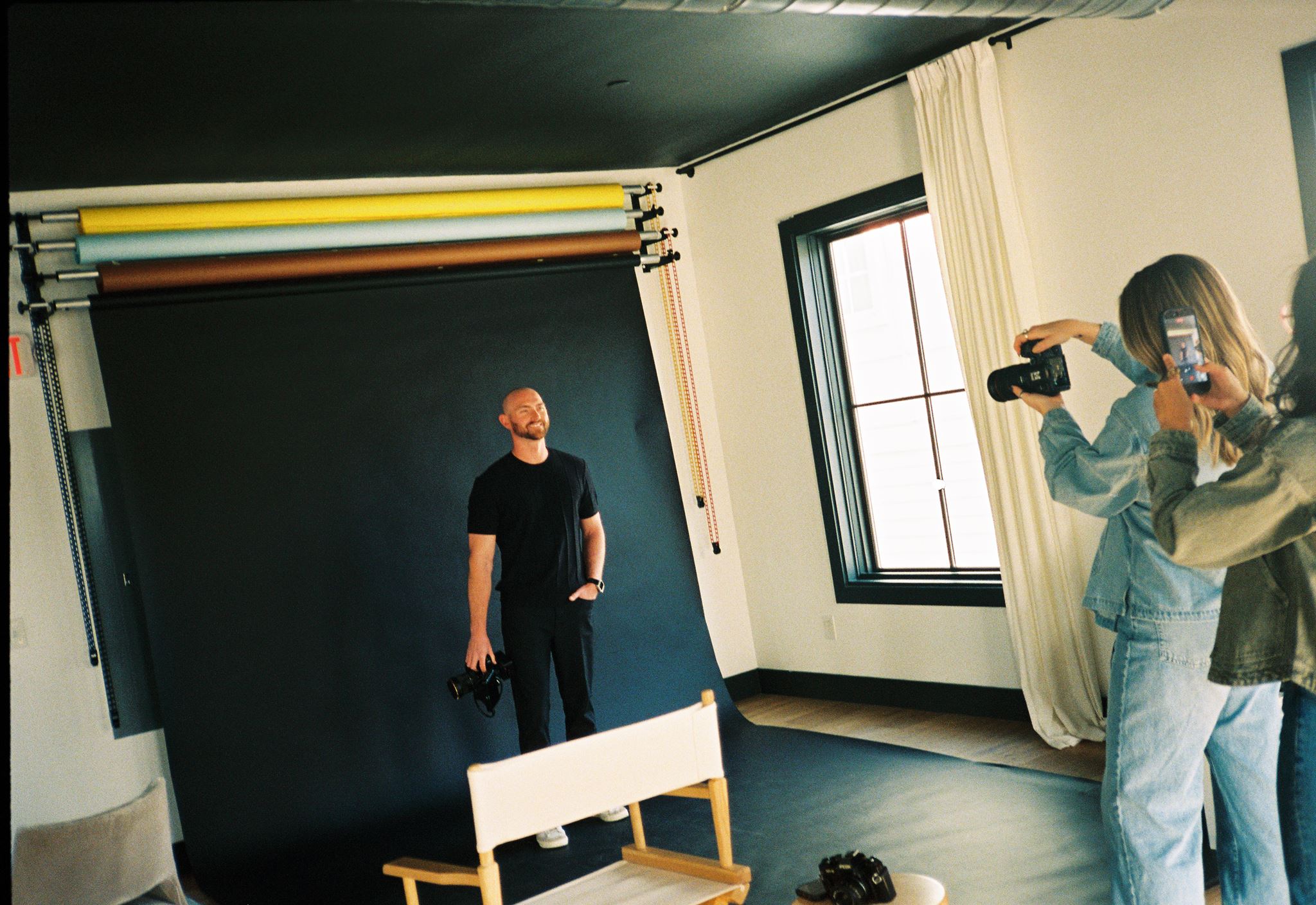Andrew Ward of Prophetic Film House in the studio, photographed on 35mm film