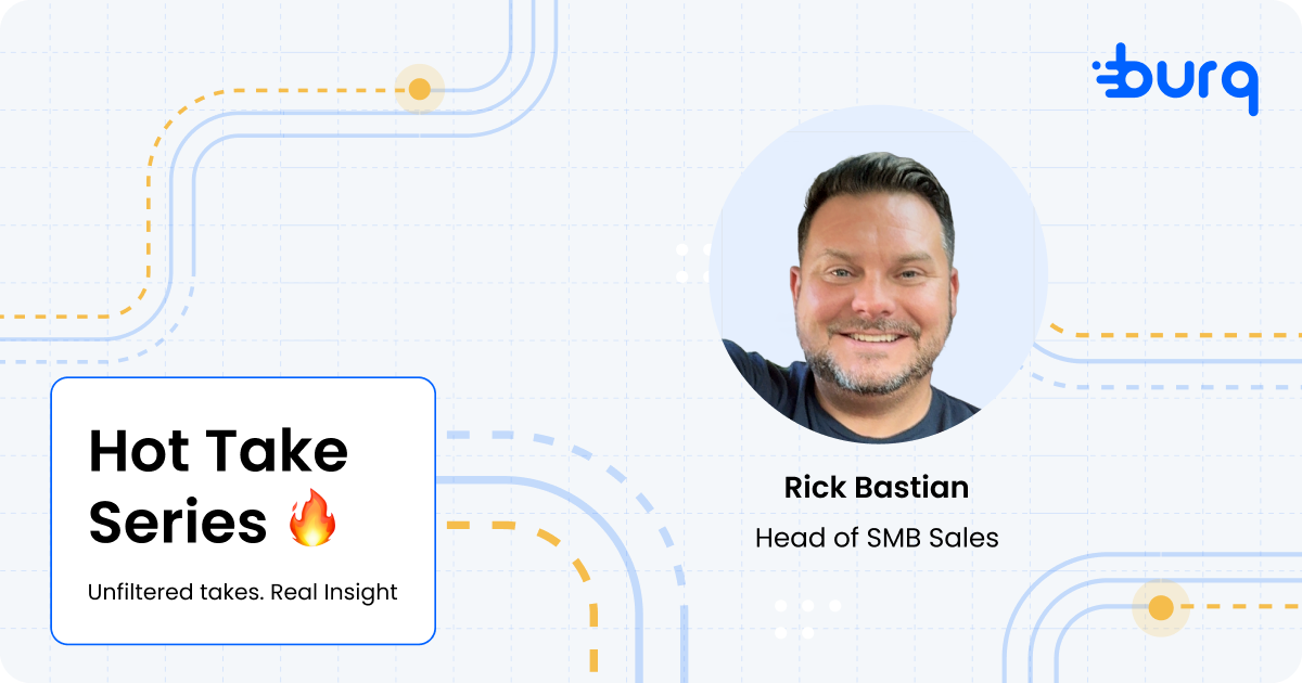 Hot Take Series card on local delivery, with a headshot of Rick Bastian, Head of SMB Sales