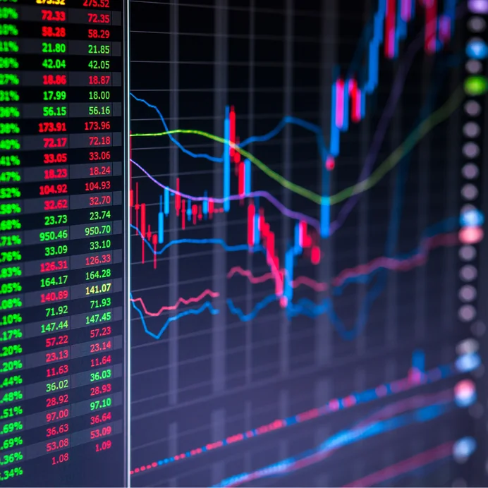 Share prices and charts on a trading screen