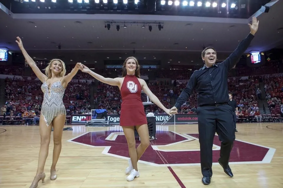 Halftime finale with an OU dancer at an Oklahoma Sooners basketball game
