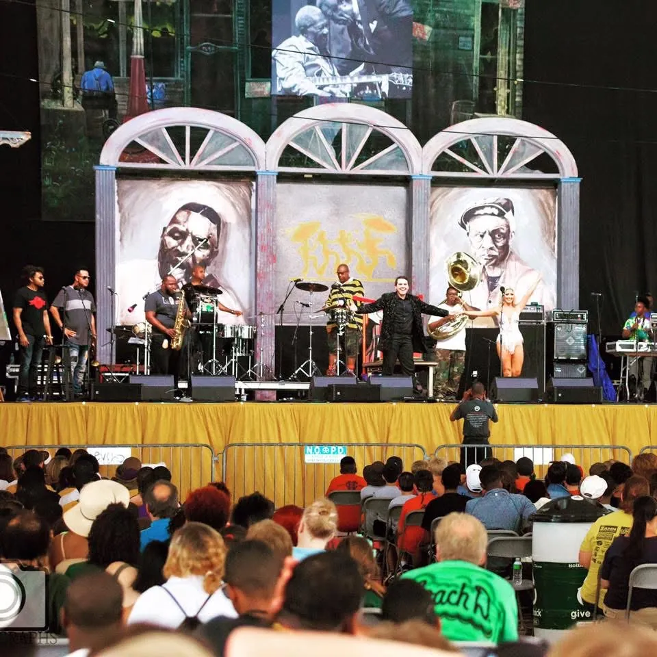 On stage at the New Orleans Jazz & Heritage Festival