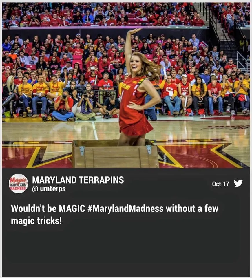 Maryland Terrapins (@umterps) post: Wouldn't be MAGIC #MarylandMadness without a few magic tricks!