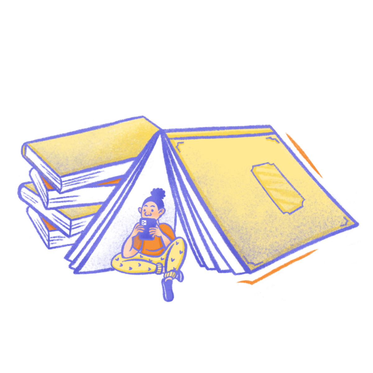 Nerdish illustration of a girl learning