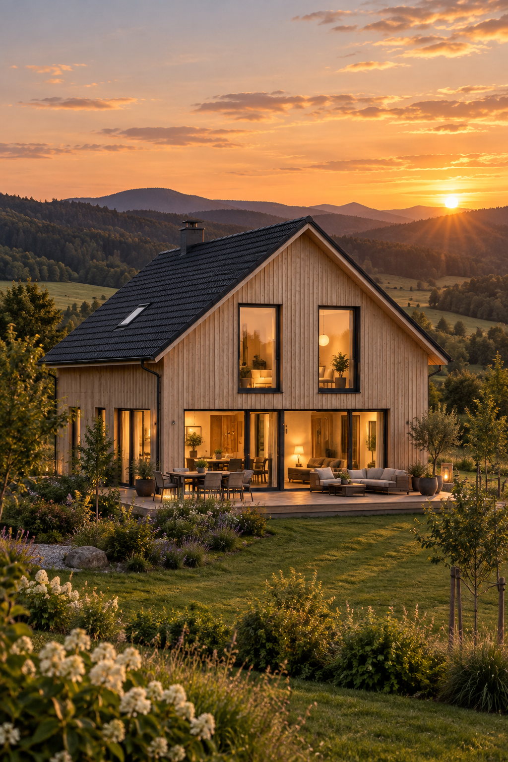 Fertiges modernes Holzhaus