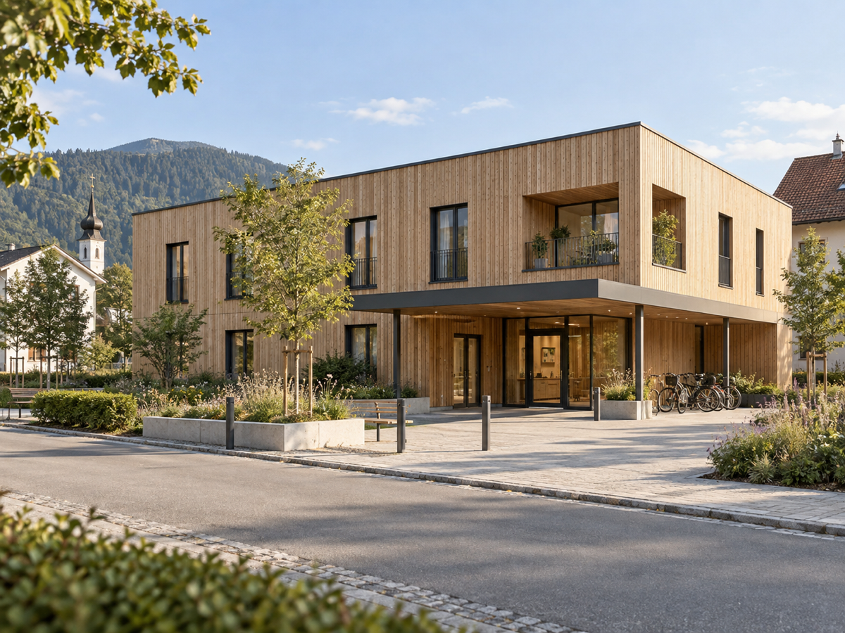 Gemeindebau in Holzbauweise für Wohnen und Gemeinschaft