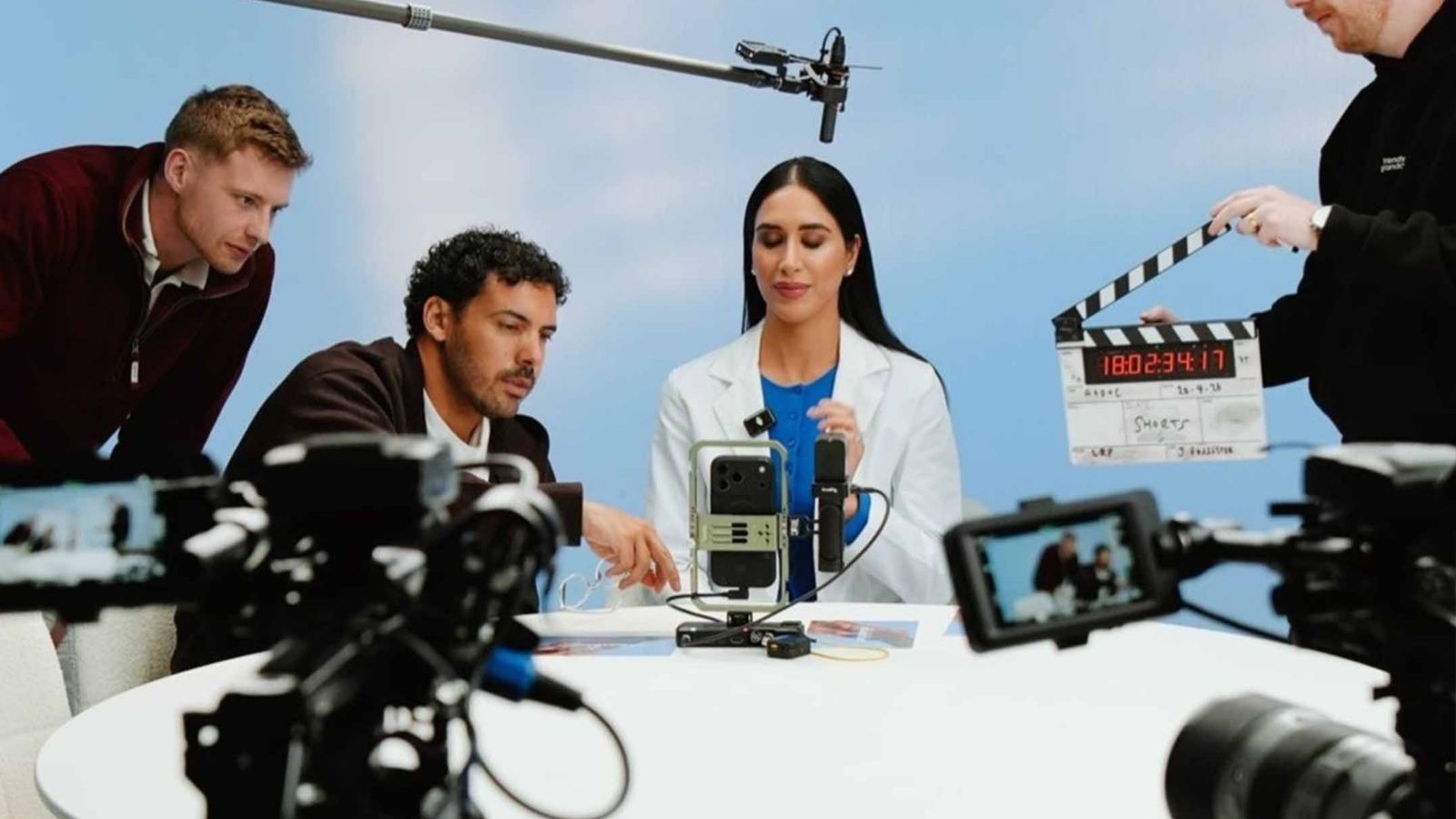 Oscar directing a shot at the La Roche-Posay round table