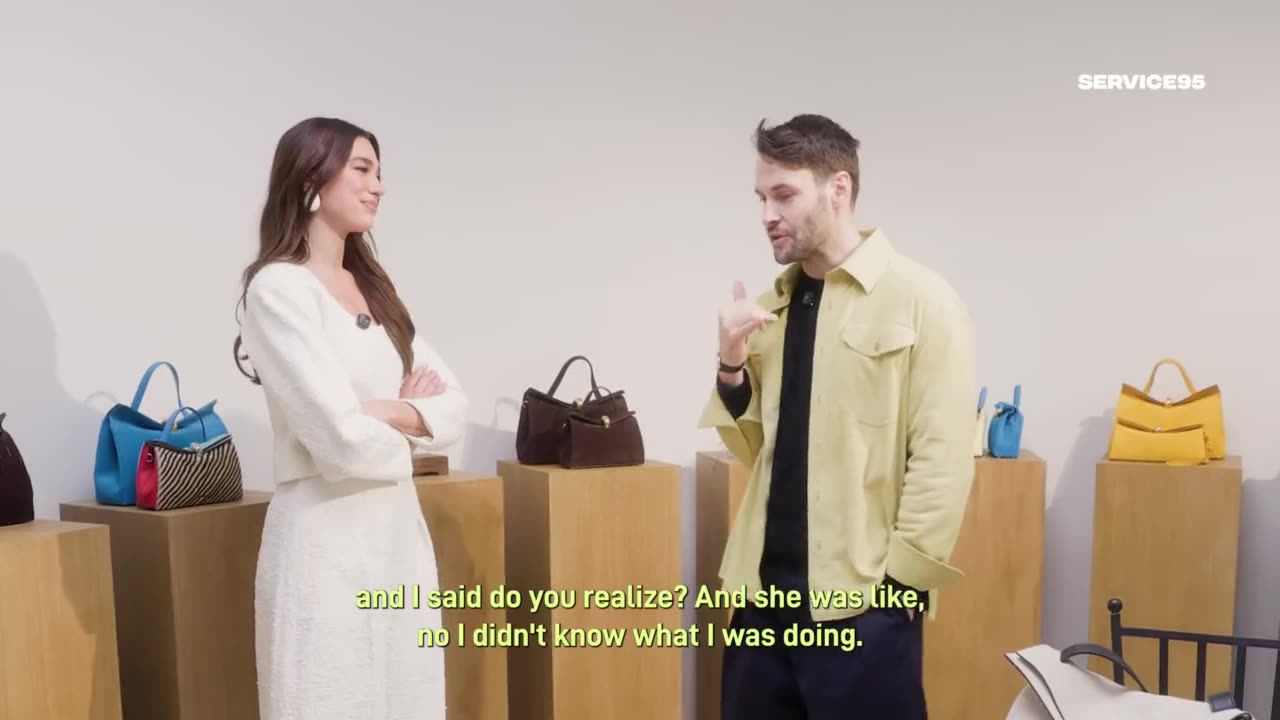 Dua Lipa and Simon Porte Jacquemus in the Jacquemus showroom