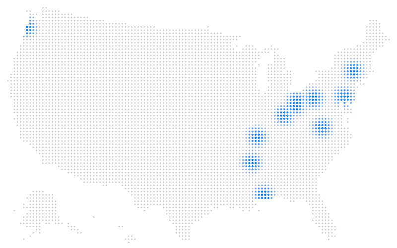 Map of Affiniti customers across the United States
