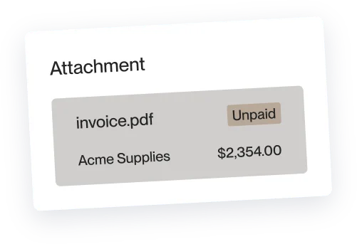 Unpaid invoice attachment card