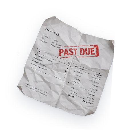 Crumpled invoice stamped past due