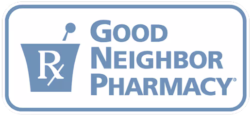 Good Neighbor Pharmacy logo in blue and white color scheme