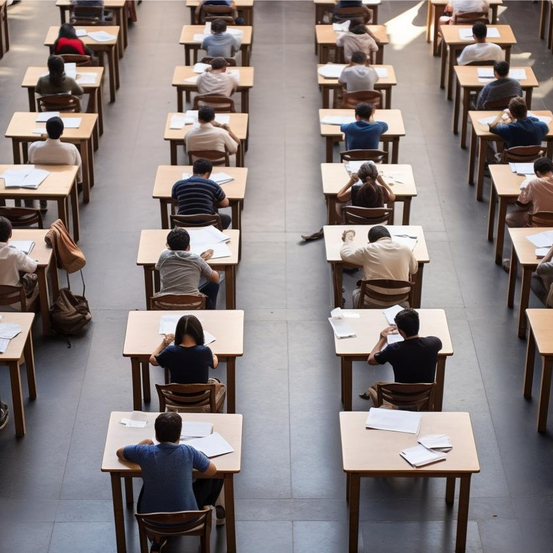 studenti seduti per il test di ammissione a medicina