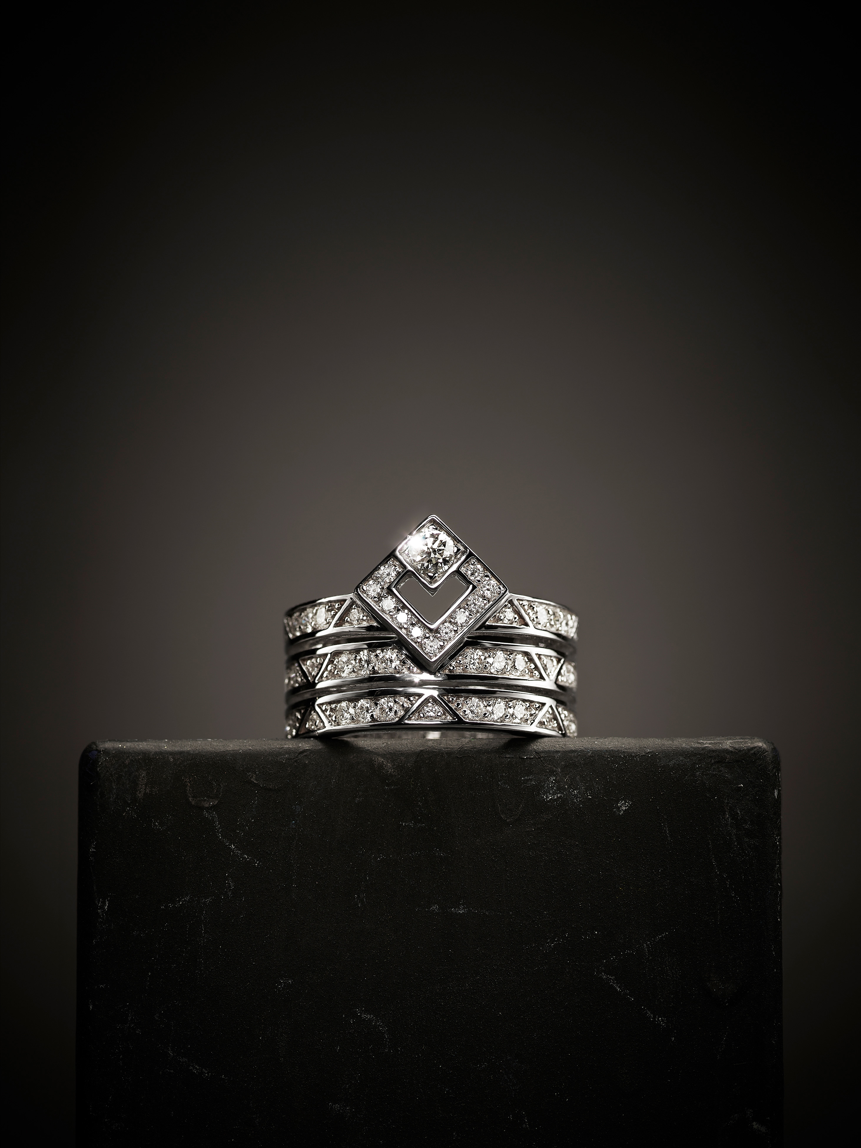 Diamant serti, packshot macro