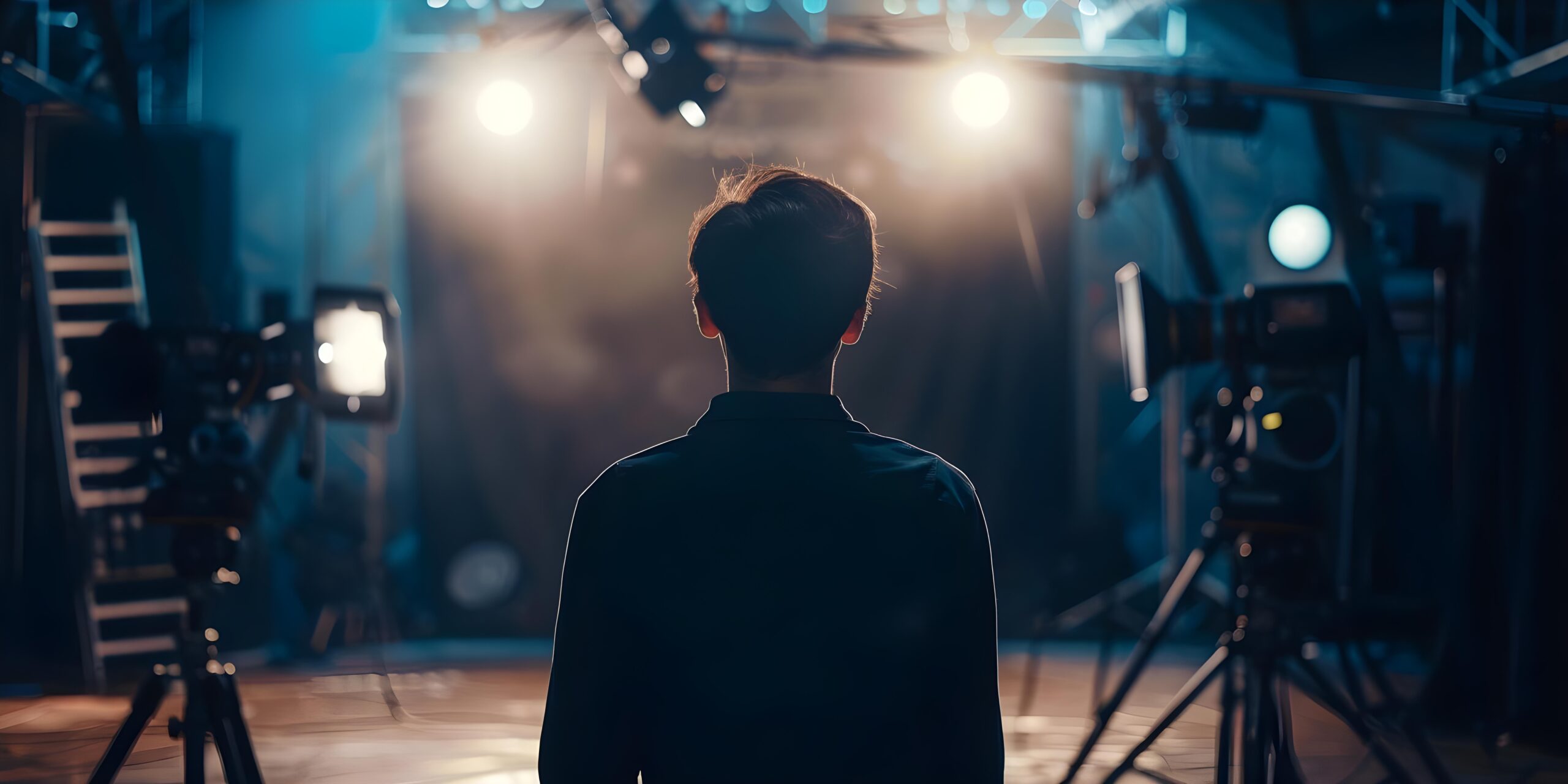 Presenter managing stage fright before a presentation