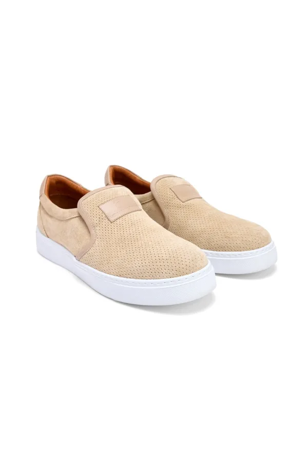 Suede slip-ons flat lay