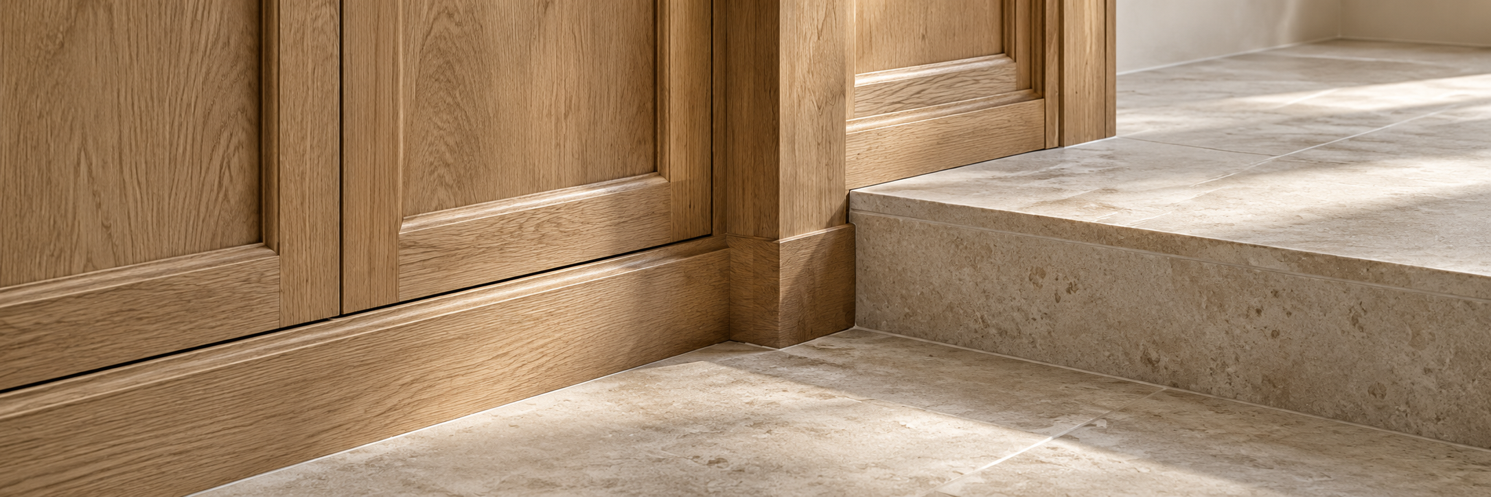 Illustrative oak joinery and limestone detail