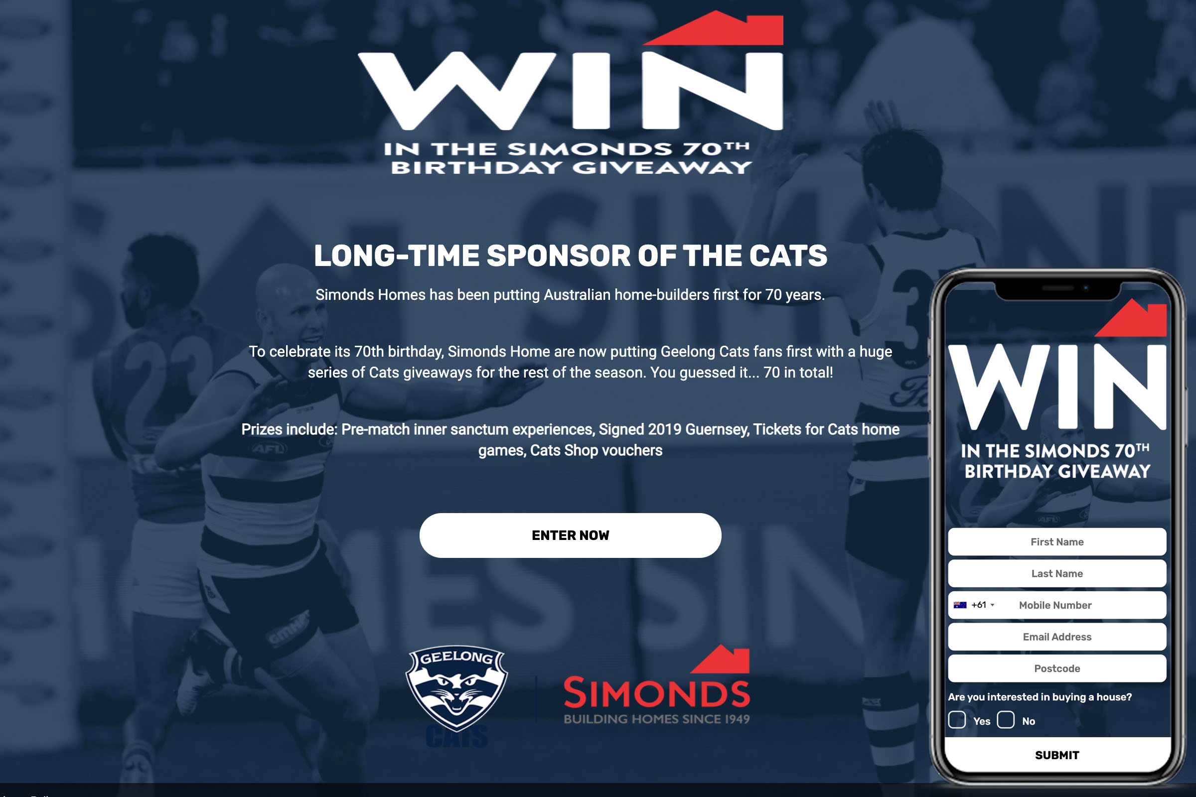 Sponsor Lead Gen: Simonds Homes x Geelong FC