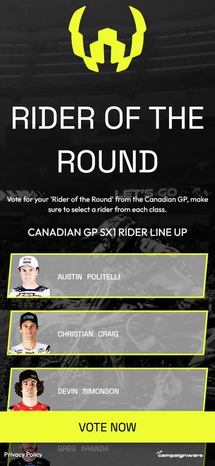 World Supercross Rider of the Round campaign