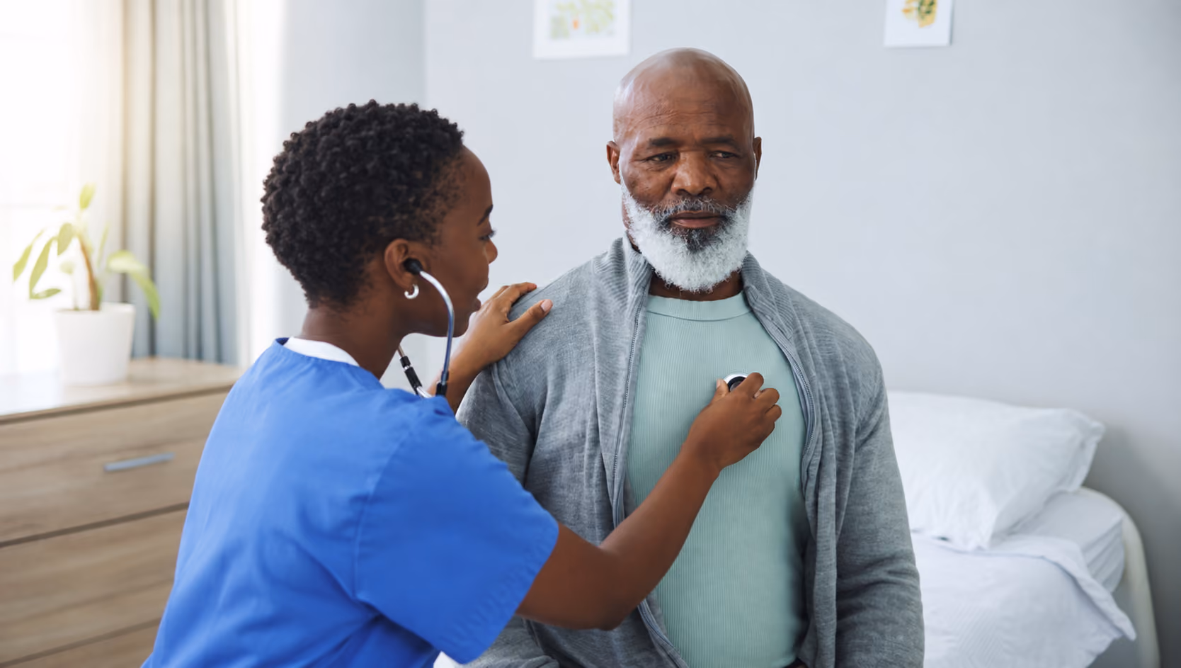 A patient discussing her health with a clinician