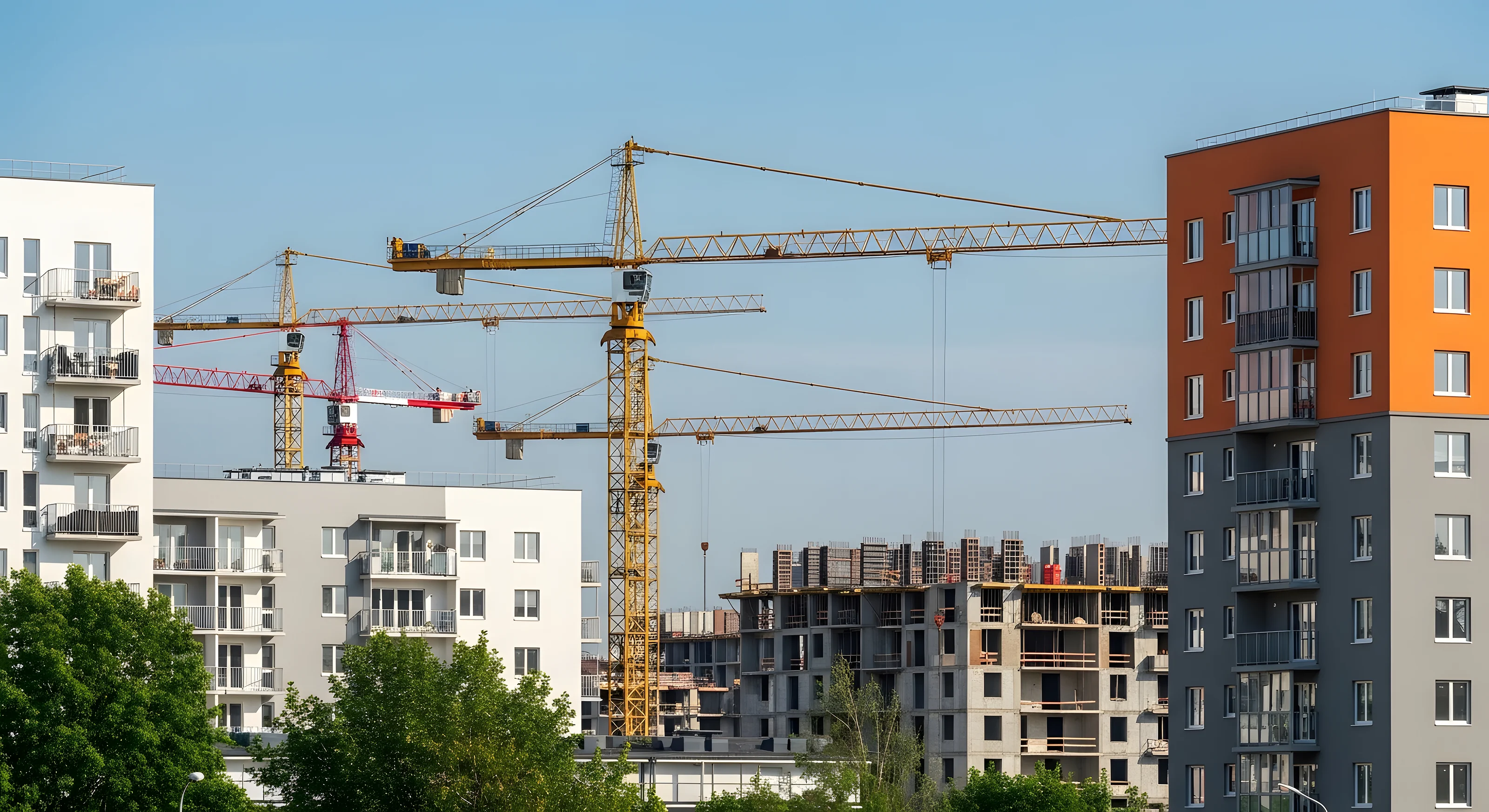 Grues et logements neufs en construction