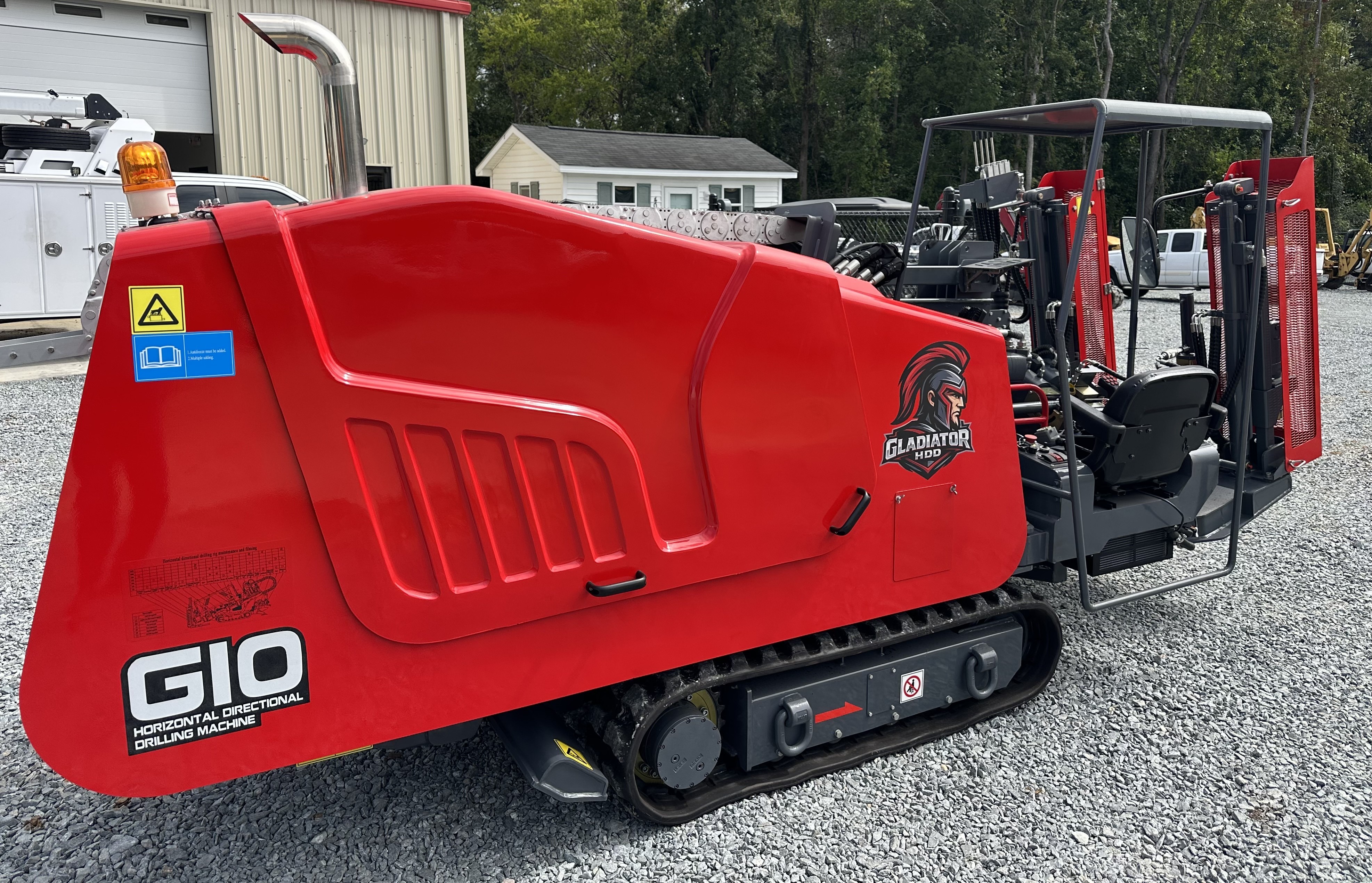 Gladiator G10 Drill right side engine hood and operator station.