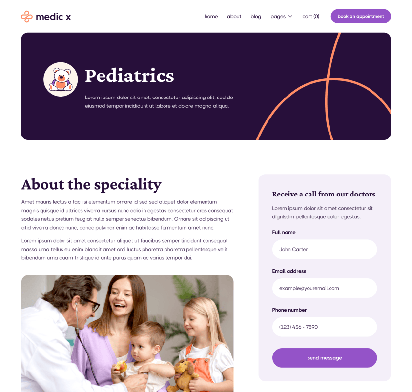 Medic X - Services Single Page - Healthcare Webflow Template