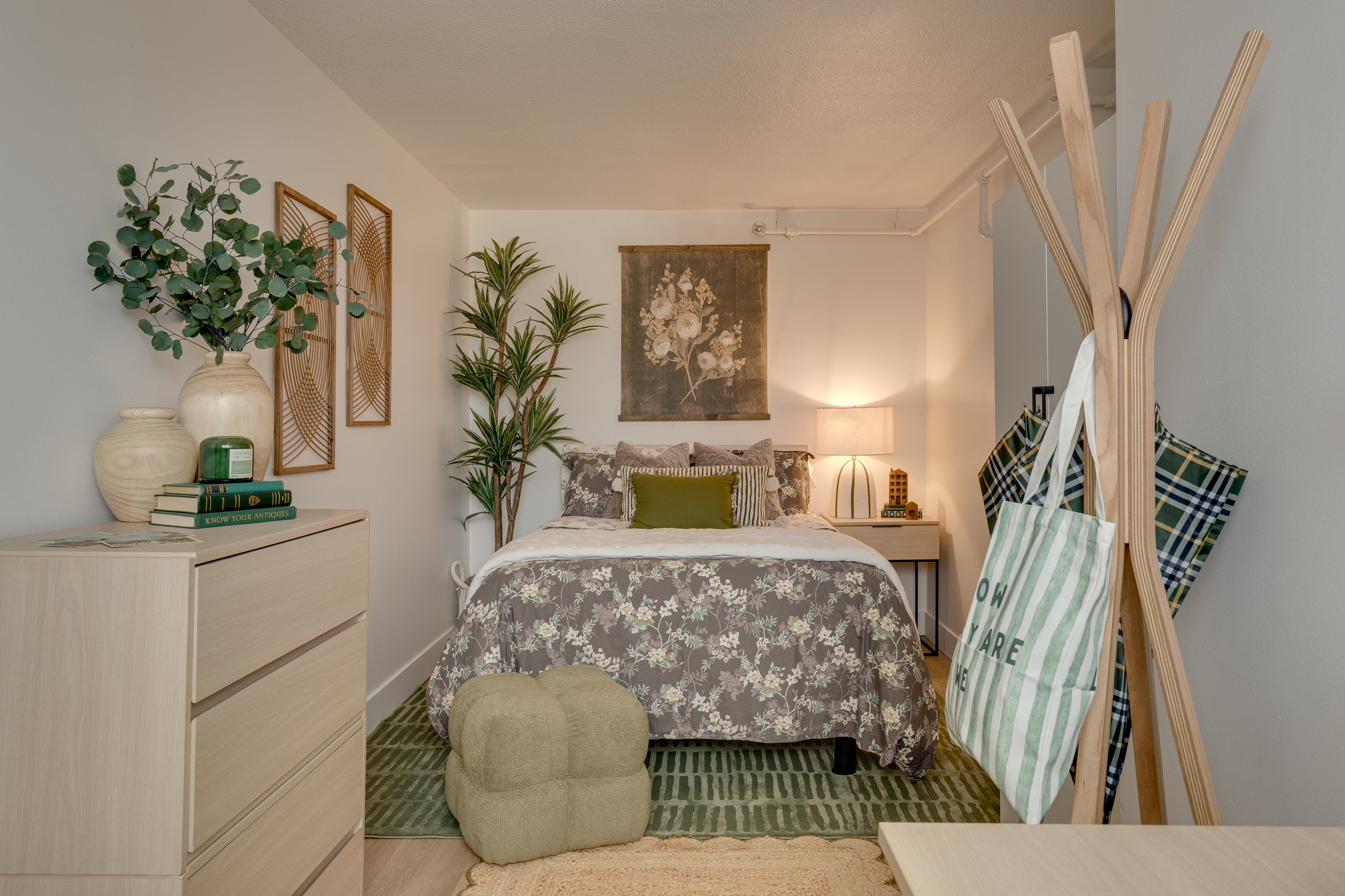 Furnished student bedroom at Buckner student apartments in Madison, WI