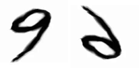 Handwritten nine next to the same digit flipped, which now reads as a six