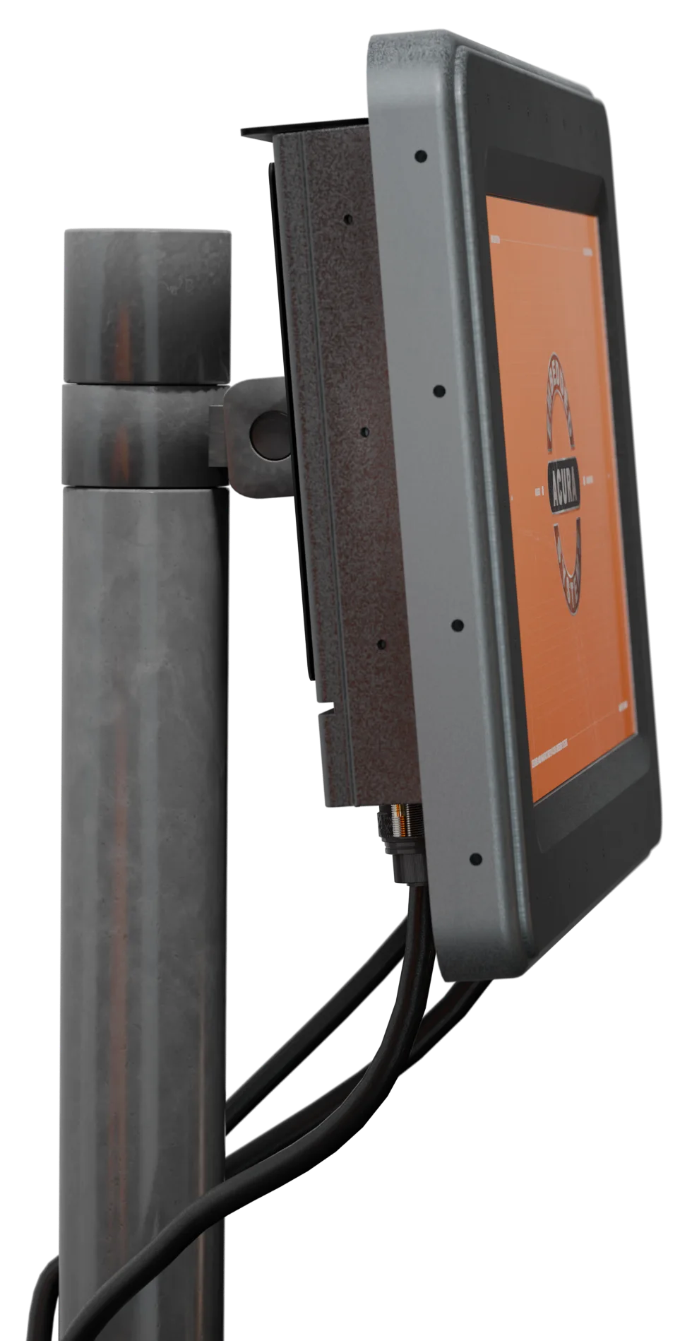 RNK Bastion on a pole mount, side profile with cabling