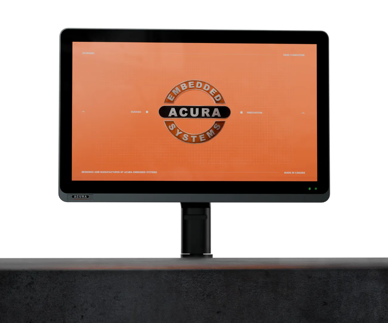 AcuPanel industrial panel PC on a pedestal mount