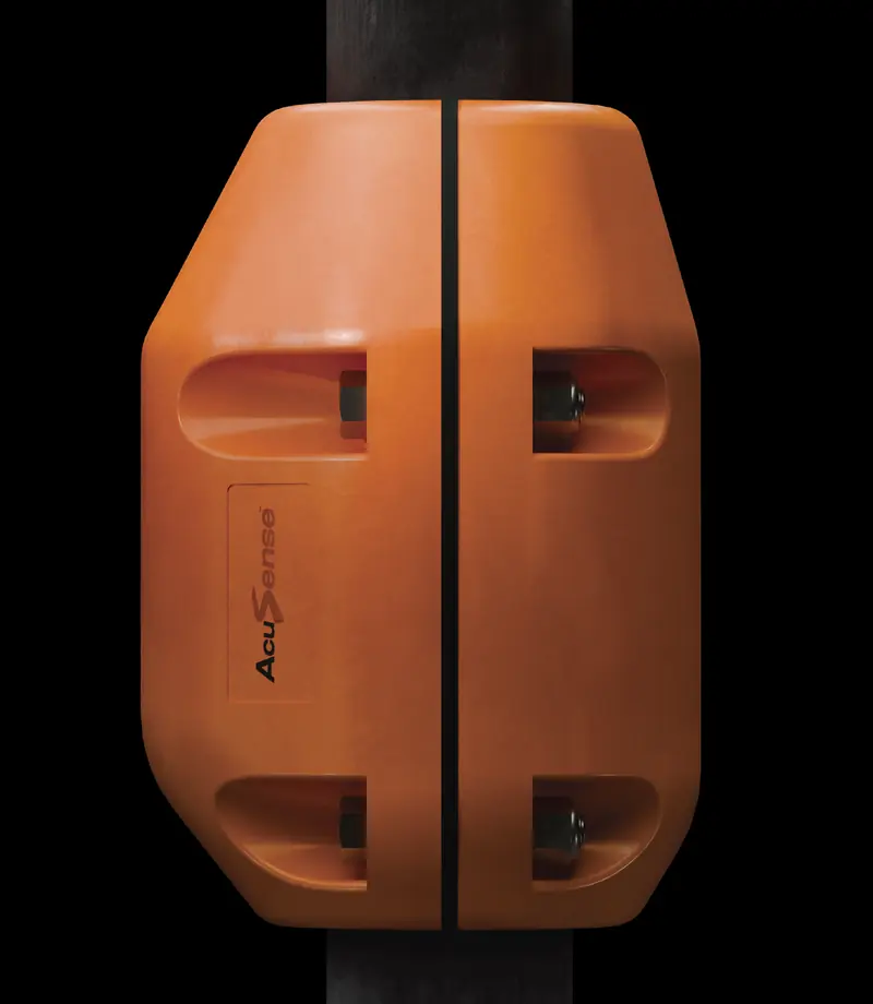 Side view of the AcuSense node showing its two-piece polyurethane shell