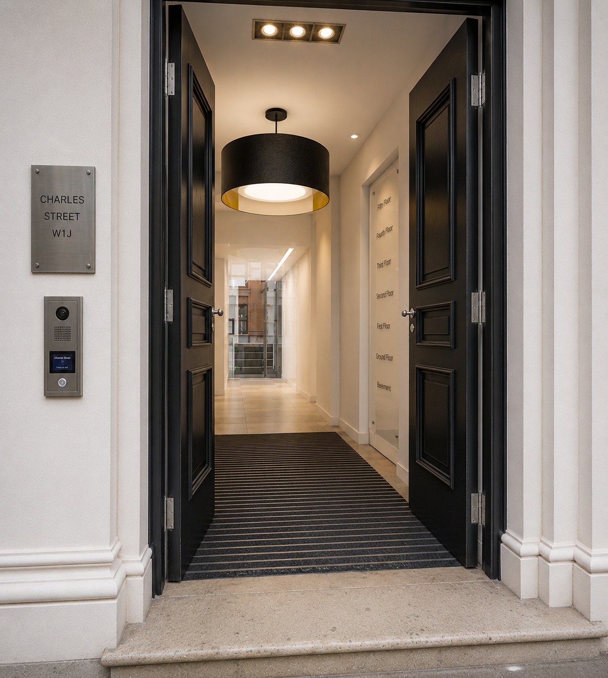 A central London landlord refurbishment across office floors, entrance, reception, landings and core services to improve presentation and lettability.