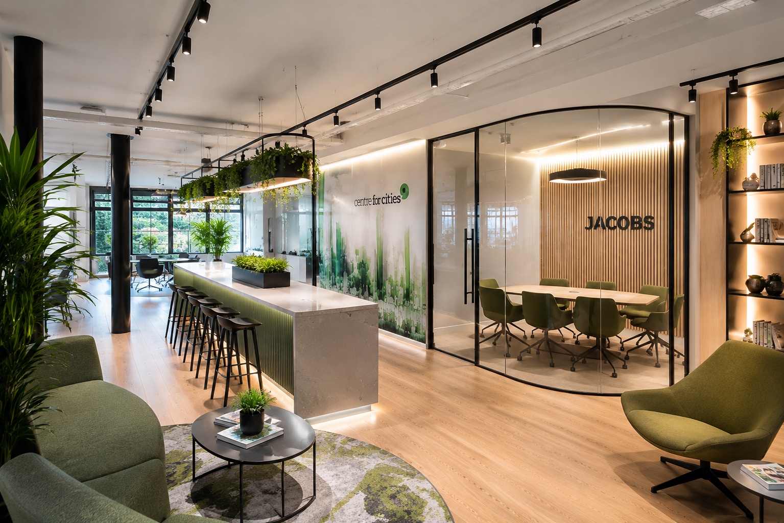 A 2,605 sq ft office design and fit-out for Centre for Cities at 9 Holyrood Street, combining research, presentations, focused work and social space.