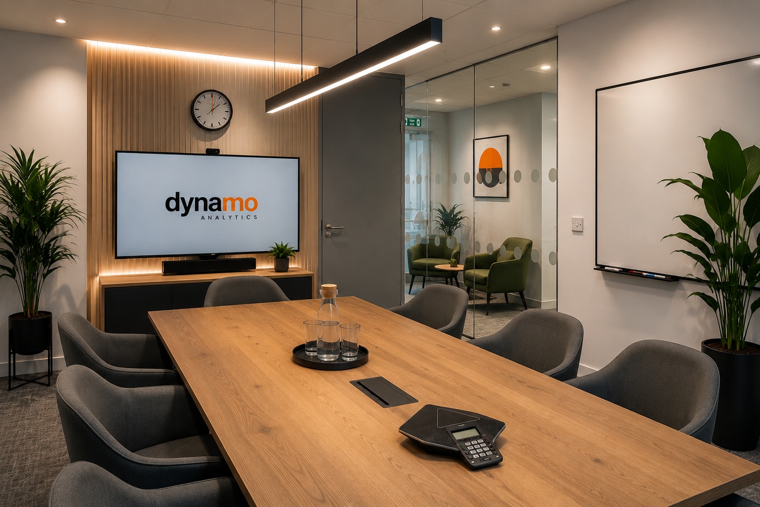 A 2,215 sq ft office refurbishment for Dynamo Analytics at 100 Fenchurch Street, reusing glazing and planning a compact, flexible workplace.