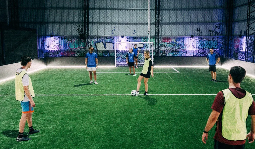 Small sided game on the indoor mini pitch at TURF ATX