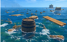 Original Raft-themed illustration of hooking debris