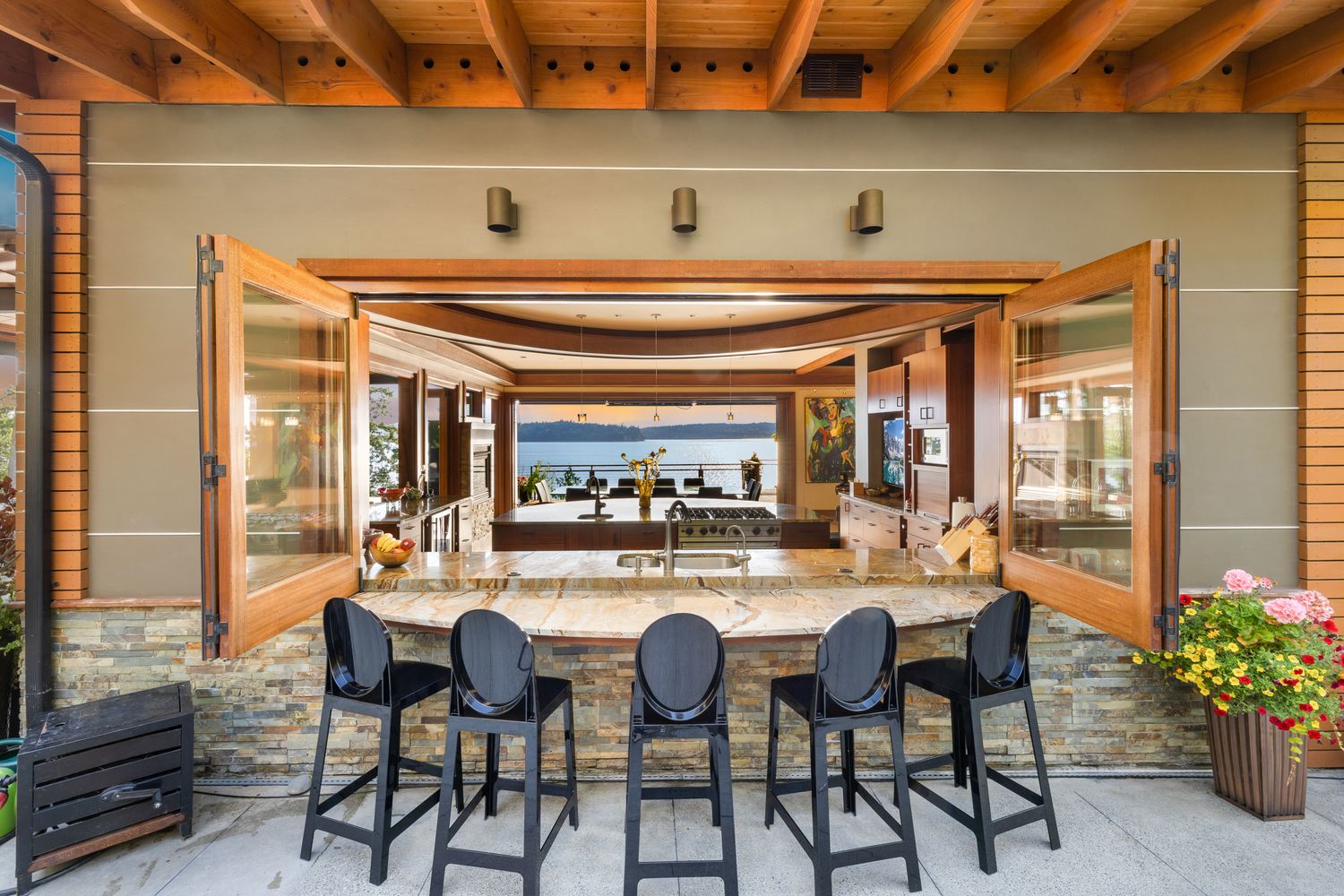 Two-story great room from a cinematic listing video in Port Ludlow, WA