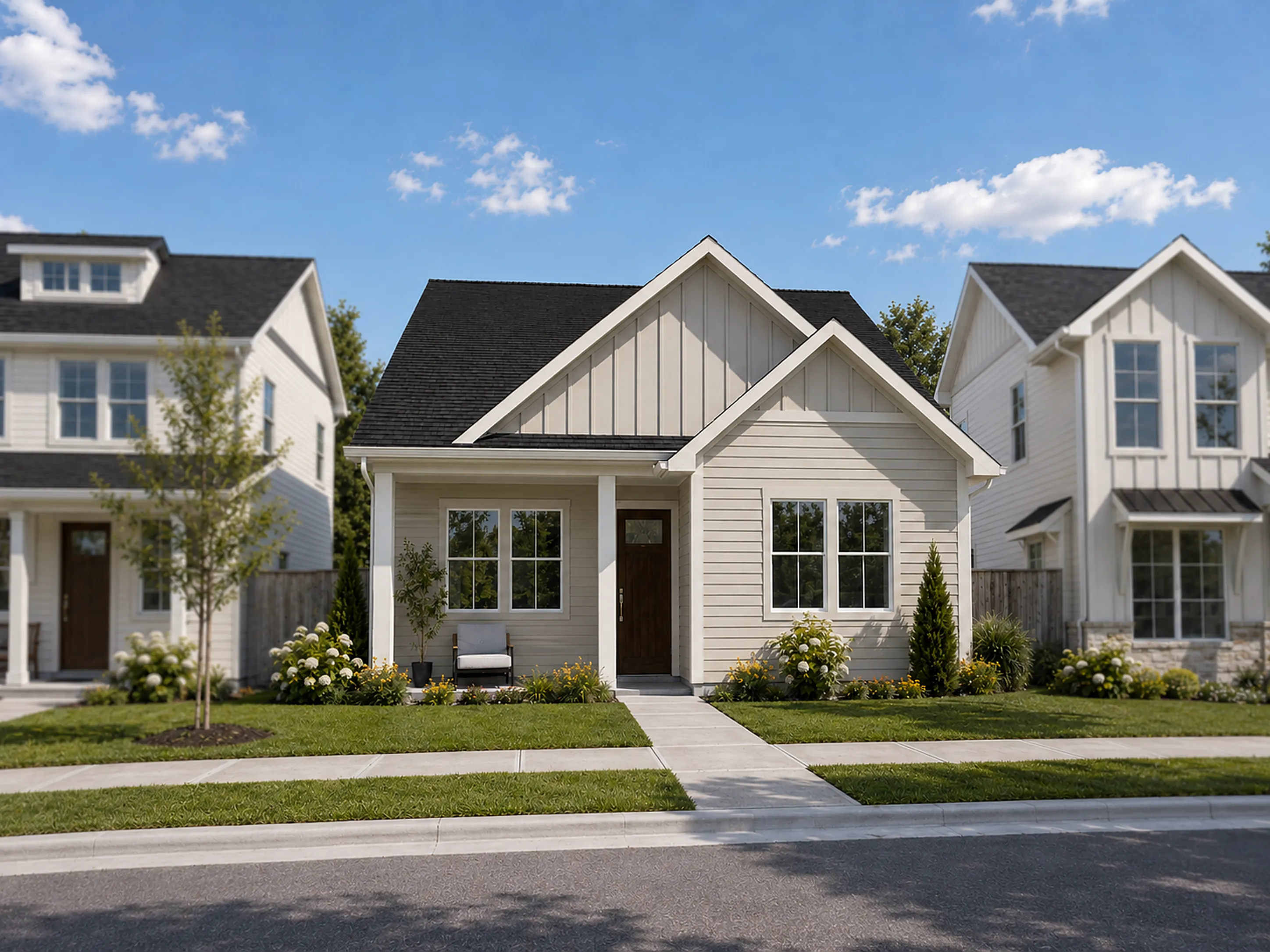A Live Oak Commons home with a covered front porch and landscaped yard