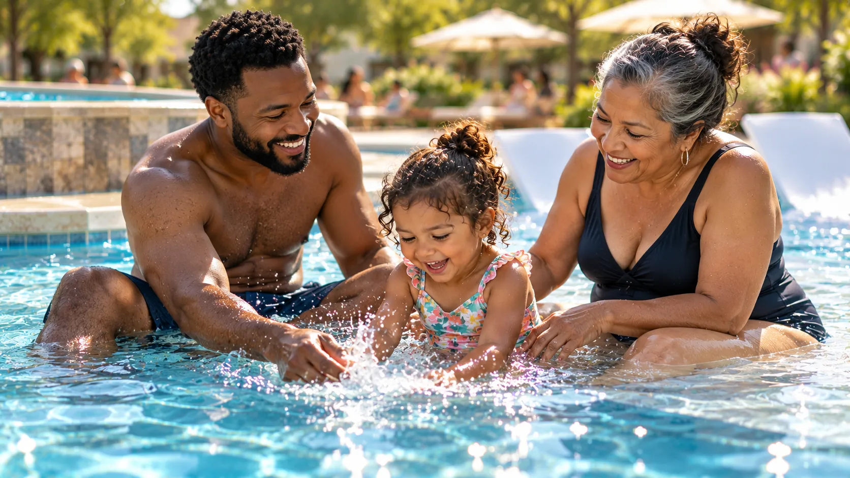 Neighbors enjoying the pool