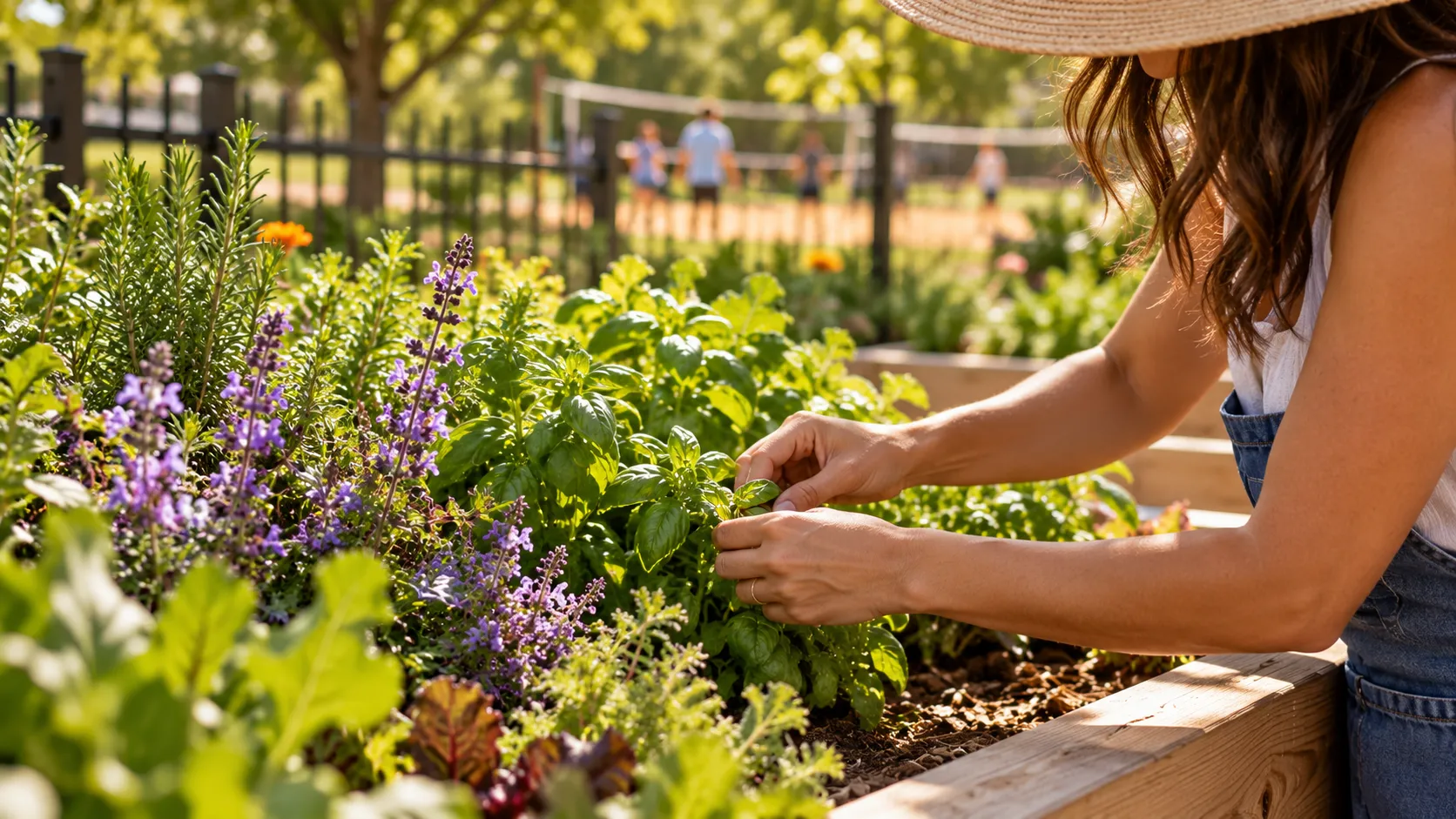 Neighbors in the community garden