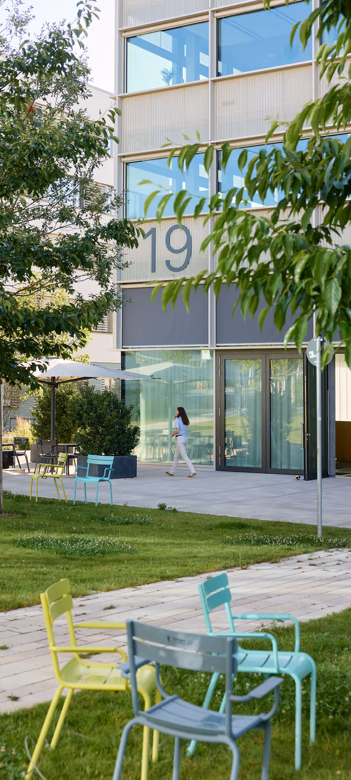 External view of Immatics office building courtyard